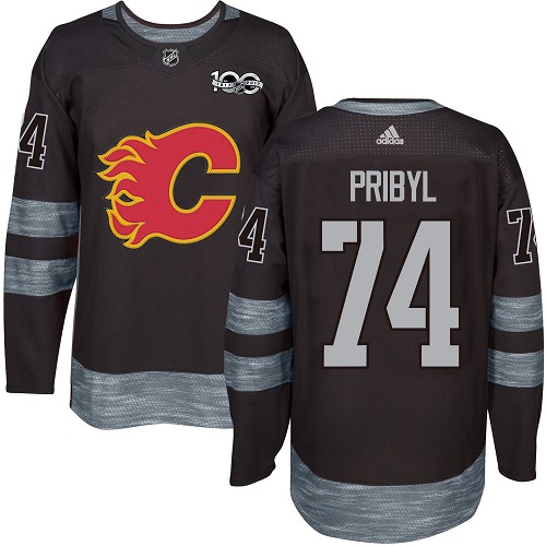 Herren Calgary Flames Eishockey Trikot Daniel Pribyl #74 Authentic Schwarz 1917-2017 100th Anniversary